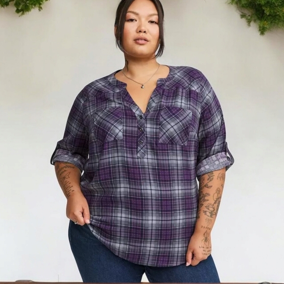 NEW! Torrid Harper 3/4 Sleeve Pullover Blouse Size M/L - Picture 7 of 11